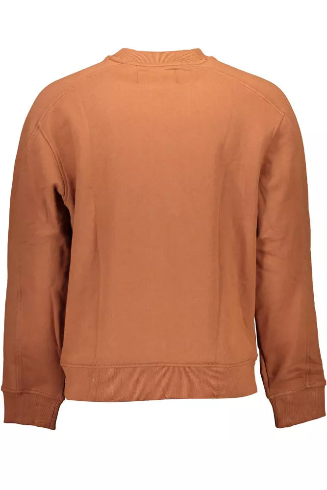 Calvin Klein Sleek Cotton Logo Sweatshirt in Brown