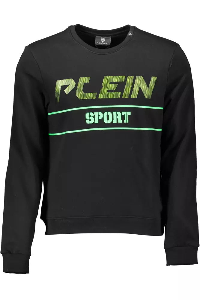 Sweat-shirt en coton noir élégant Plein Sport avec des accents audacieux