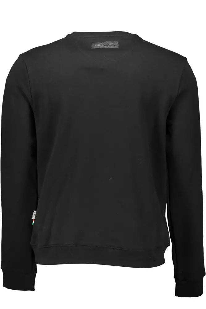 Sweat-shirt en coton noir élégant Plein Sport avec des accents audacieux