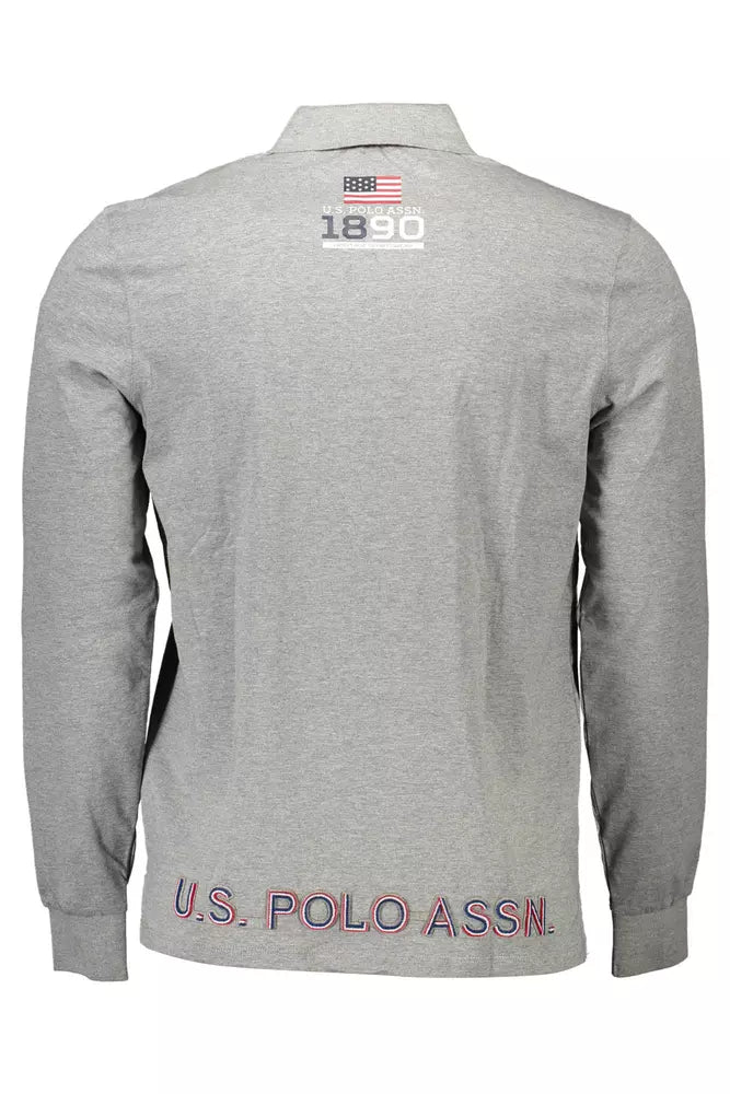 Polo gris chic à manches longues avec détails contrastants US POLO ASSN.