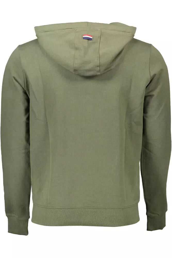 US POLO ASSN. Sudadera elegante de algodón con capucha y cierre de cremallera en color verde