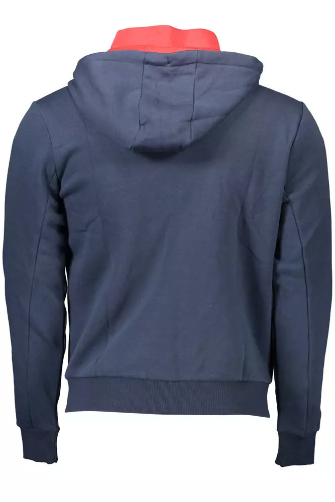 US POLO ASSN. Sudadera elegante con capucha y cremallera en color azul con detalle bordado