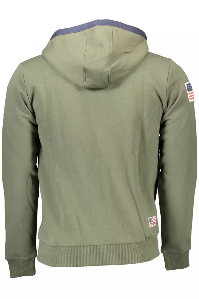 US POLO ASSN. Sudadera elegante con capucha y cremallera verde con bordado