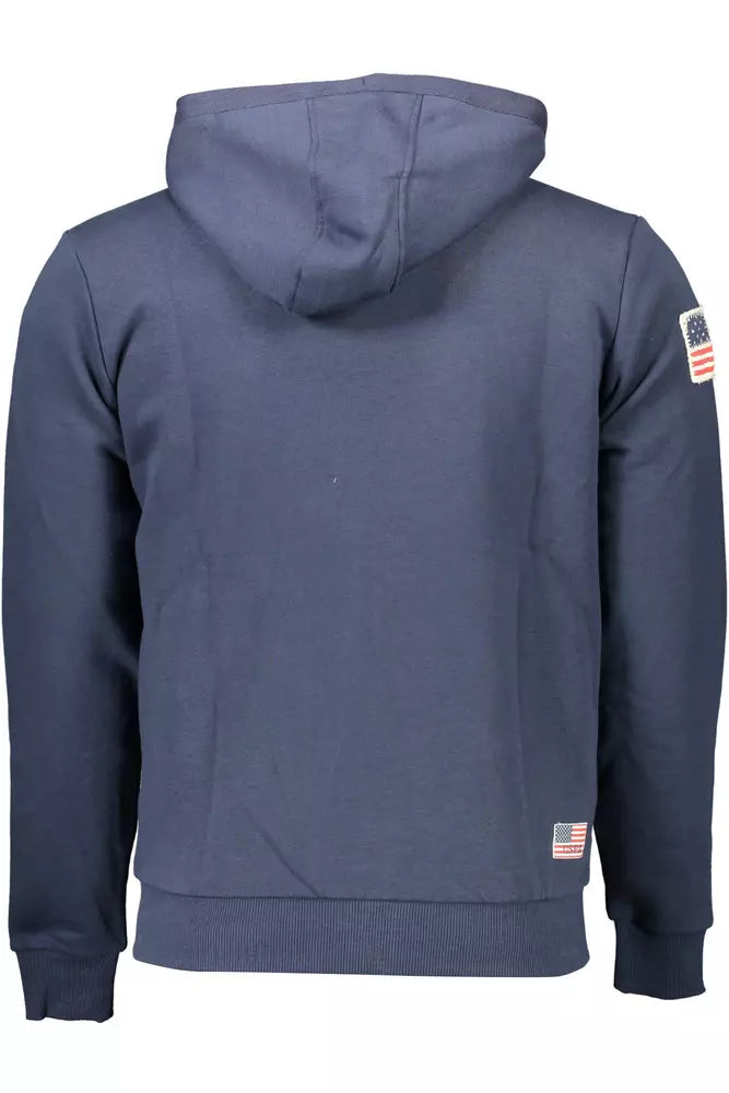 US POLO ASSN. Sudadera elegante con capucha azul y detalle de bordado