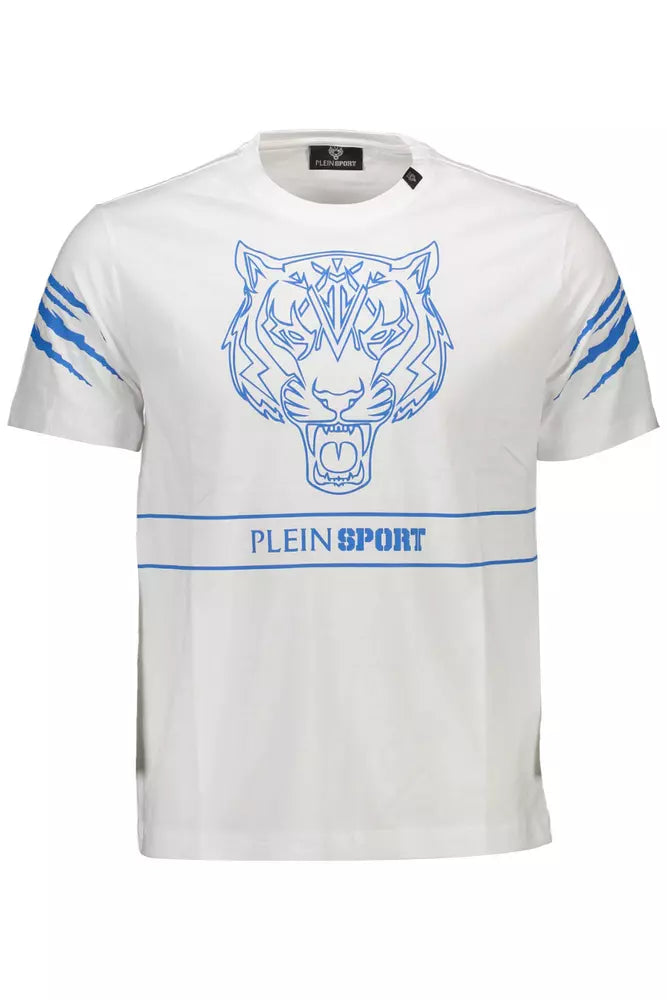 T-shirt en coton blanc élégant Plein Sport avec des contrastes audacieux