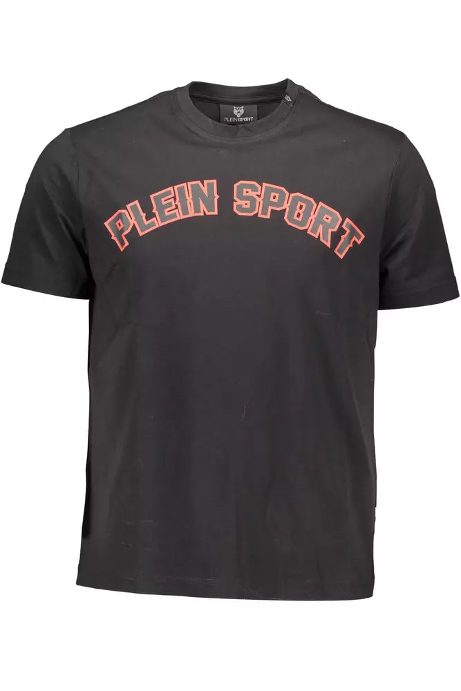 Camiseta elegante de algodón negra con estampados icónicos de Plein Sport