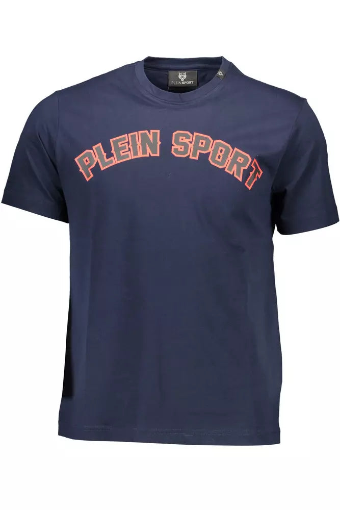 T-shirt ras du cou bleu élégant Plein Sport avec imprimés contrastés