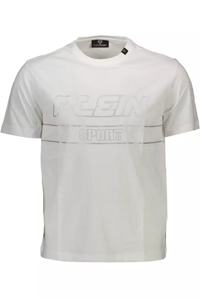 T-shirt en coton blanc immaculé Plein Sport avec des accents audacieux