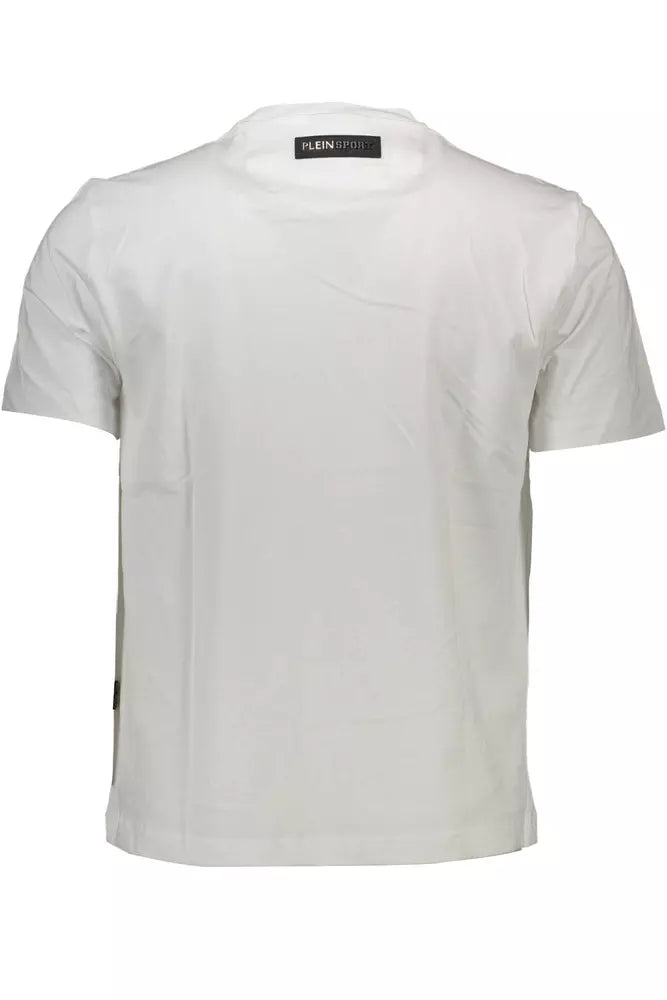 T-shirt en coton blanc immaculé Plein Sport avec des accents audacieux