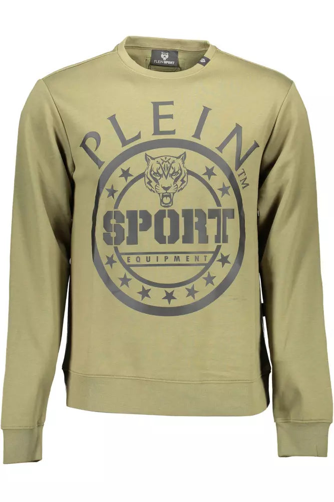 Sweat-shirt à logo en coton mélangé vert Plein Sport