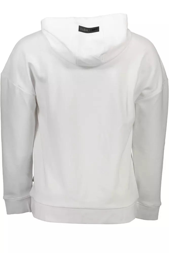 Sweat-shirt à capuche blanc élégant Plein Sport avec imprimé contrastant