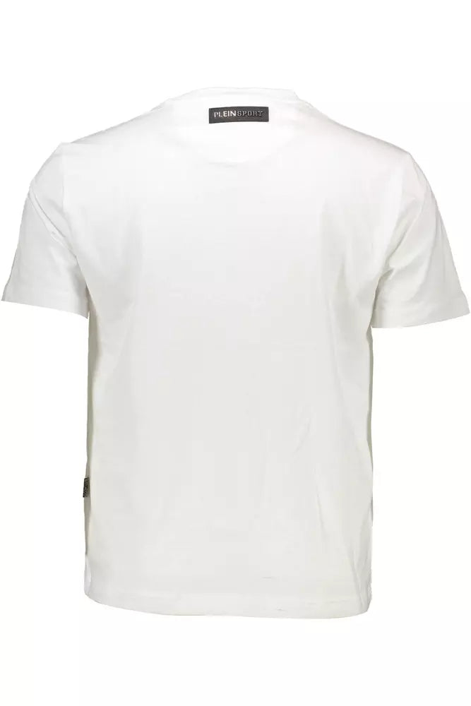 Camiseta de algodón blanca elegante Plein Sport con detalles llamativos