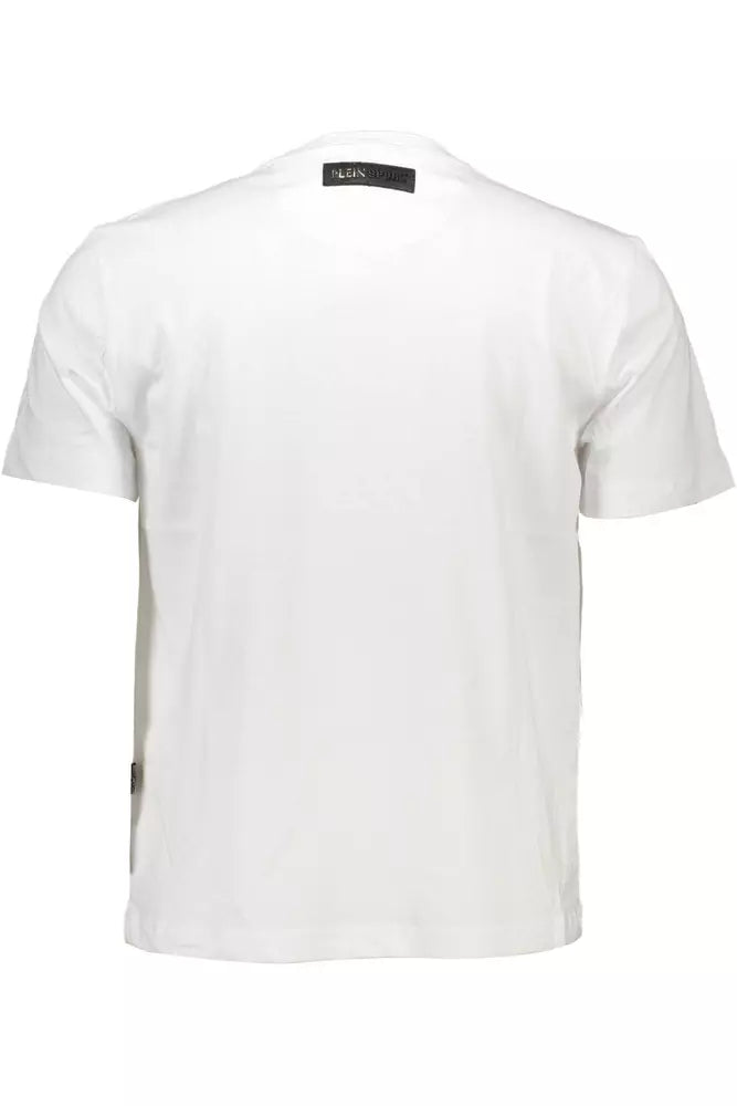 T-shirt ras du cou en coton blanc élégant Plein Sport avec détails contrastés