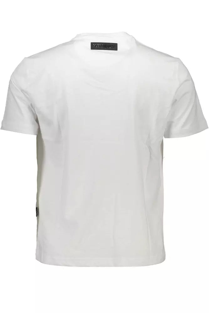 Camiseta elegante de cuello redondo blanca con detalles en contraste de Plein Sport