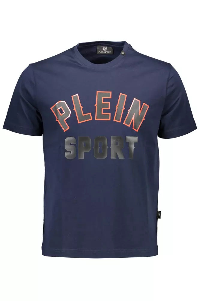 T-shirt à col rond bleu athlétique Plein Sport avec détail de logo