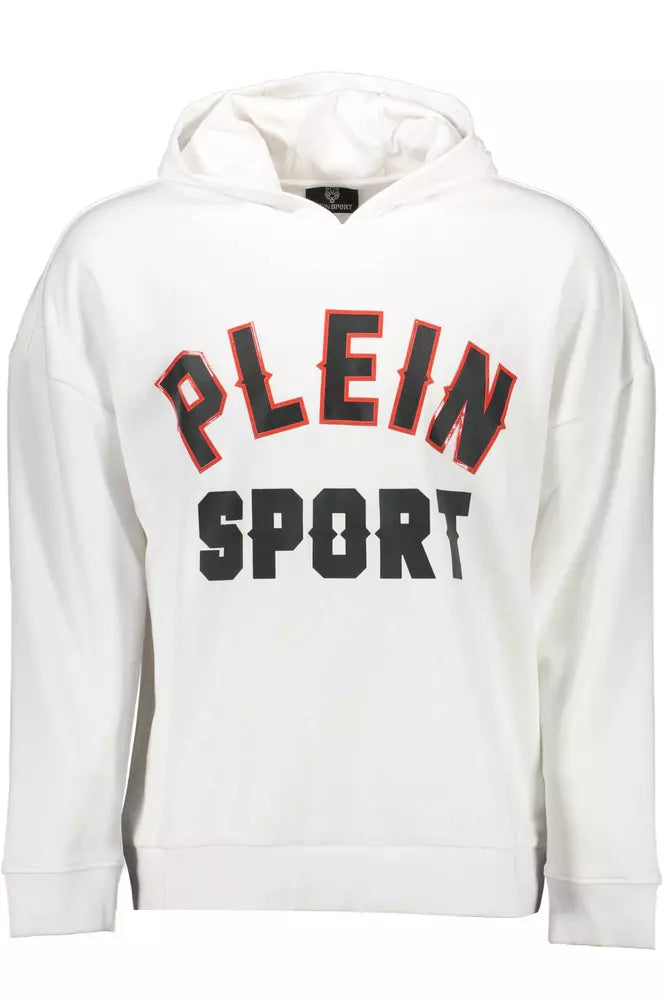 Sweat-shirt à capuche blanc élégant Plein Sport avec imprimés audacieux