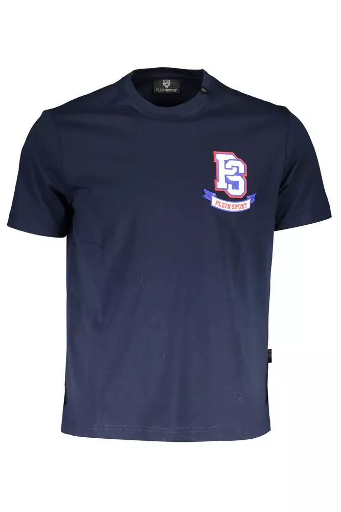 Camiseta con cuello redondo y emblema azul de Plein Sport