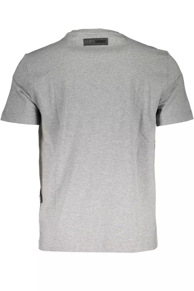 T-shirt ras du cou en coton gris élégant Plein Sport avec logo imprimé