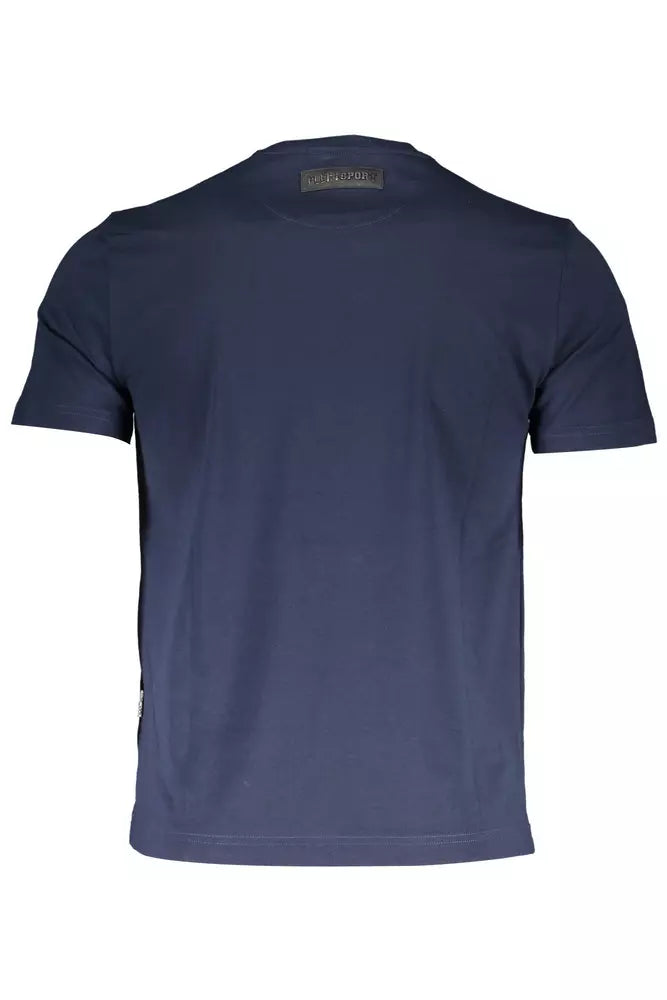 Camiseta de cuello redondo con estampado azul elegante de Plein Sport