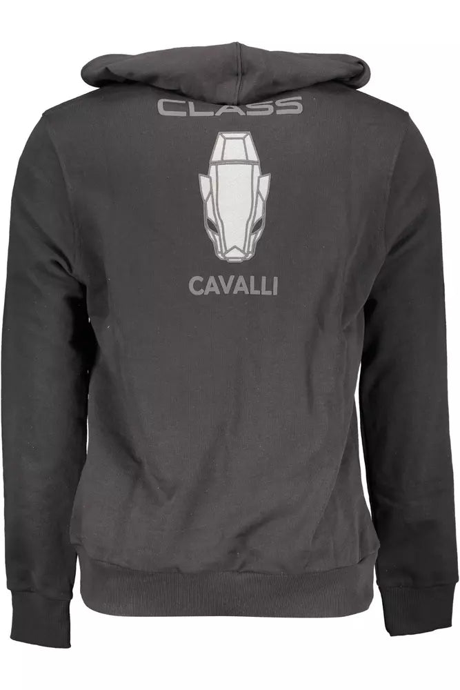 Sudadera con capucha elegante de algodón negra de Cavalli Class