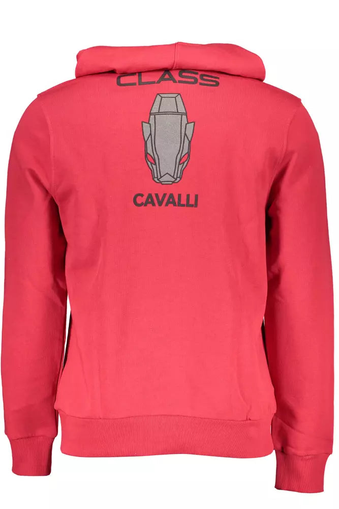 Sweat-shirt à capuche rose élégant avec logo Cavalli Class