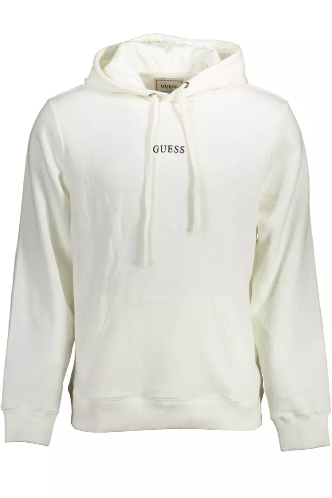 Sweat à capuche Guess Jeans Eco-Chic blanc avec imprimé emblématique