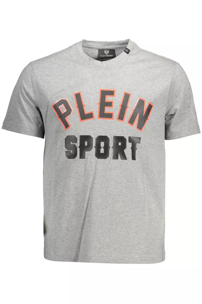 Camiseta elegante de algodón gris con detalles llamativos de Plein Sport