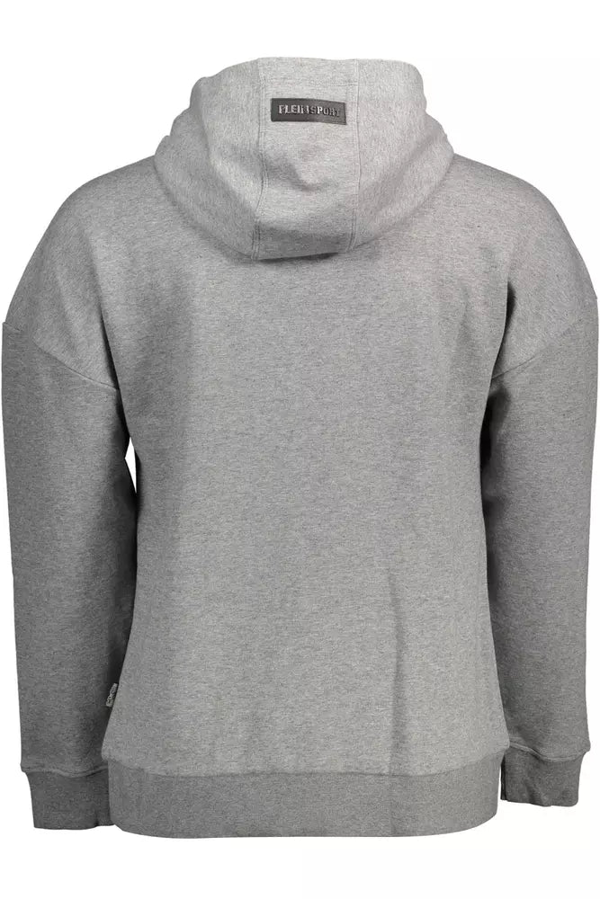 Sweat-shirt à capuche gris élégant Plein Sport avec des accents audacieux