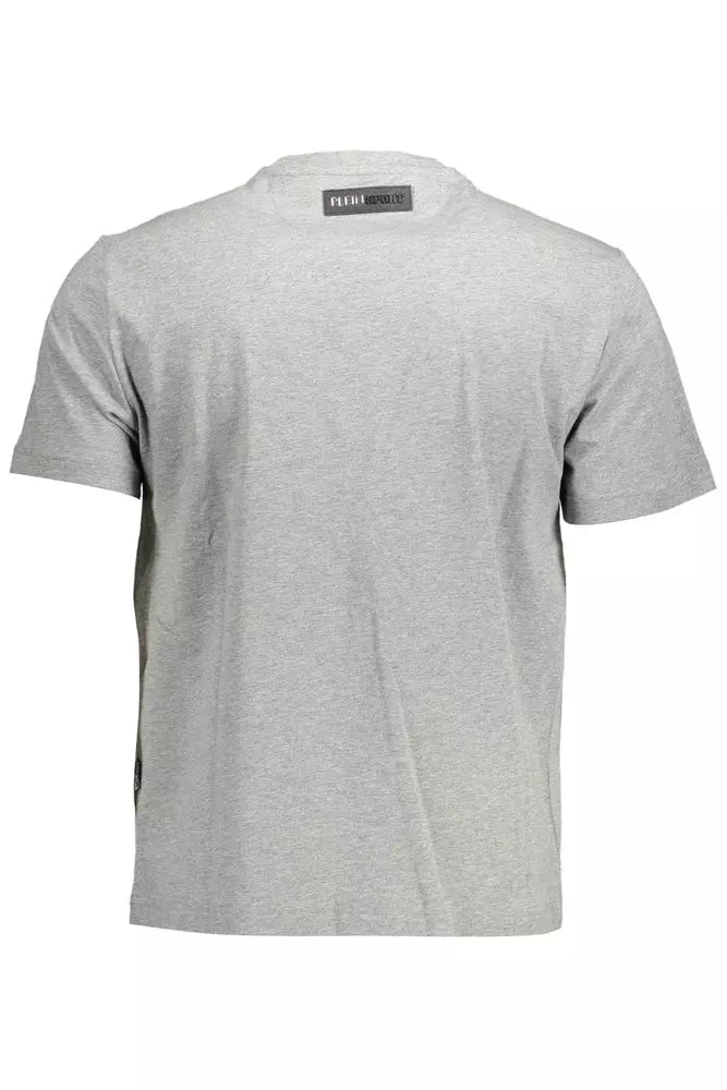 Camiseta elegante de algodón gris con detalles llamativos de Plein Sport