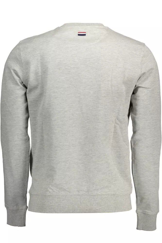 Pull col rond gris élégant avec broderie US POLO ASSN.