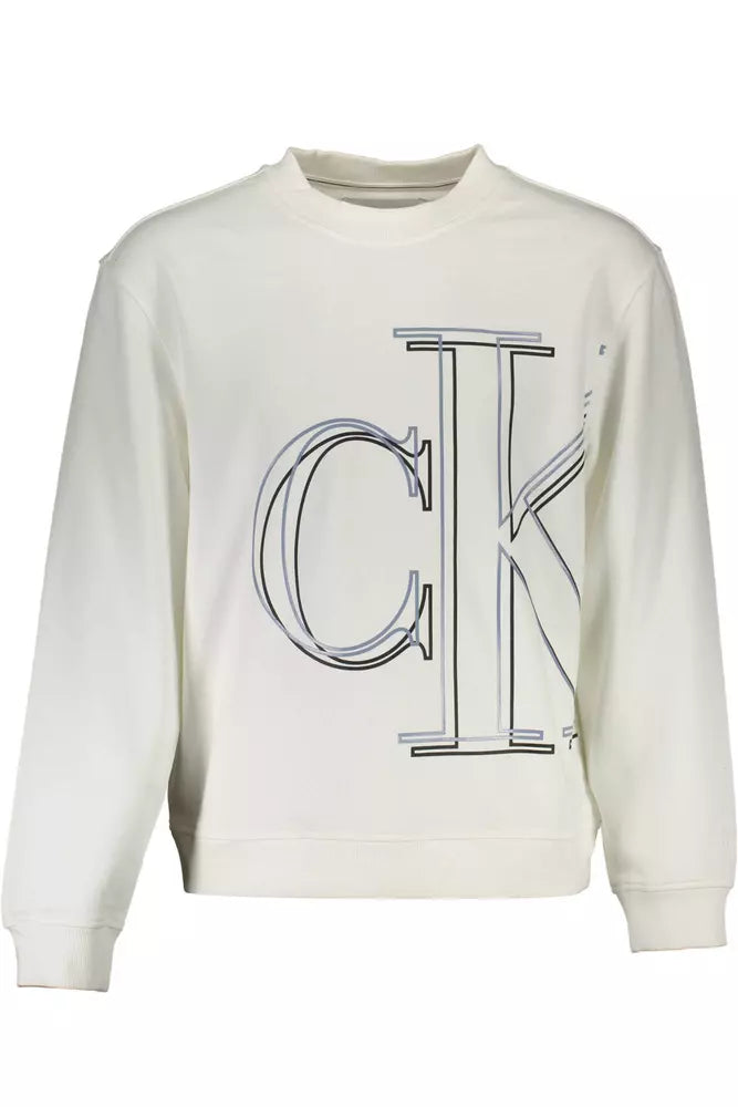 Calvin Klein Elegant White Cotton Sweater with Logo