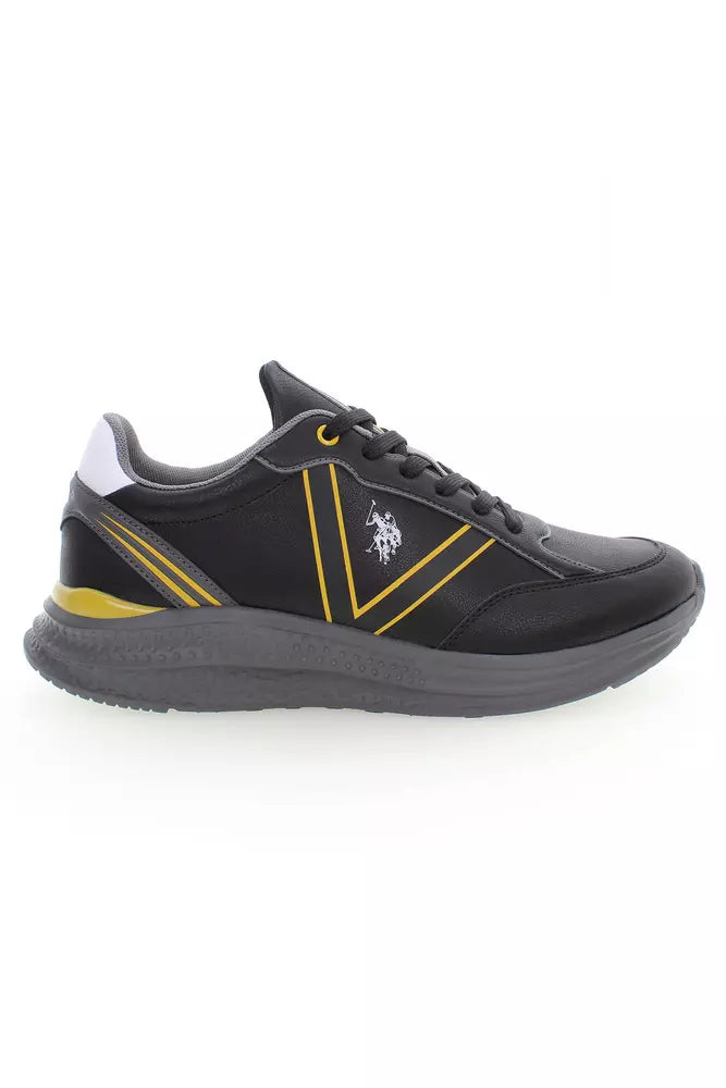 US POLO ASSN. Zapatillas elegantes negras con cordones y detalles de logotipo