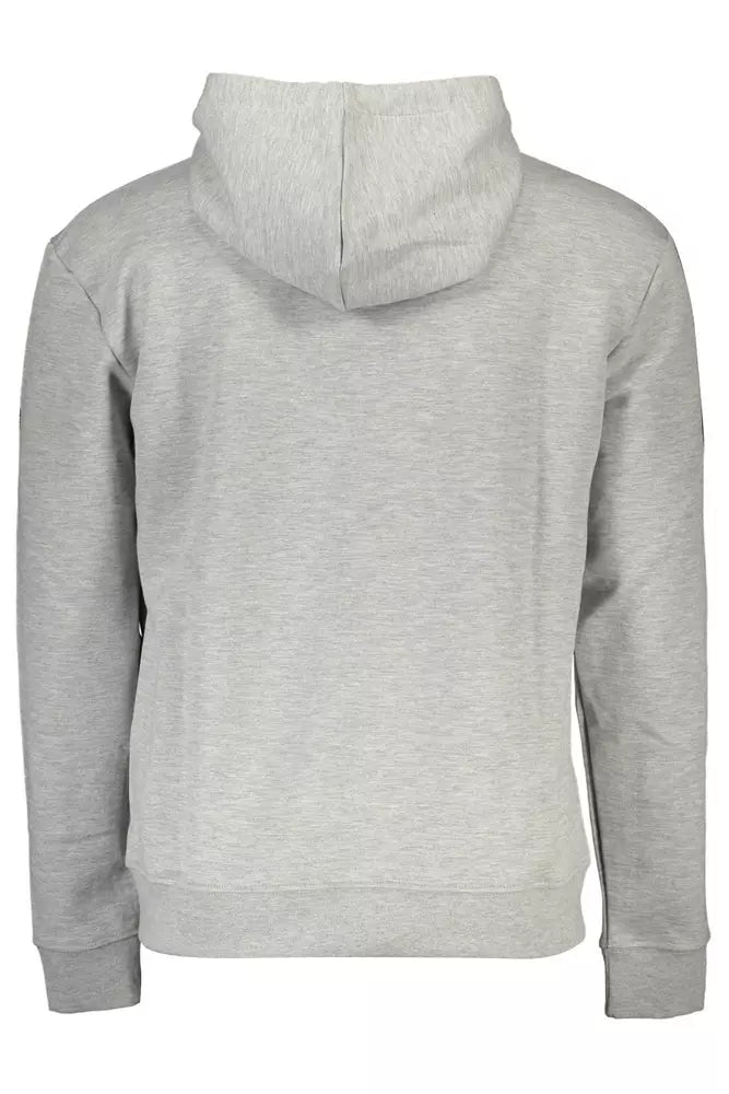 North Sails Sleek Gray Hooded Sweatshirt with Central Pocket