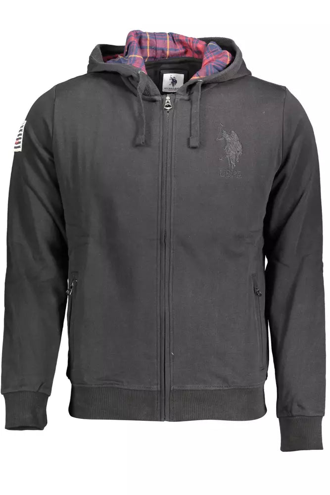 Pull zippé en coton noir élégant de US POLO ASSN.