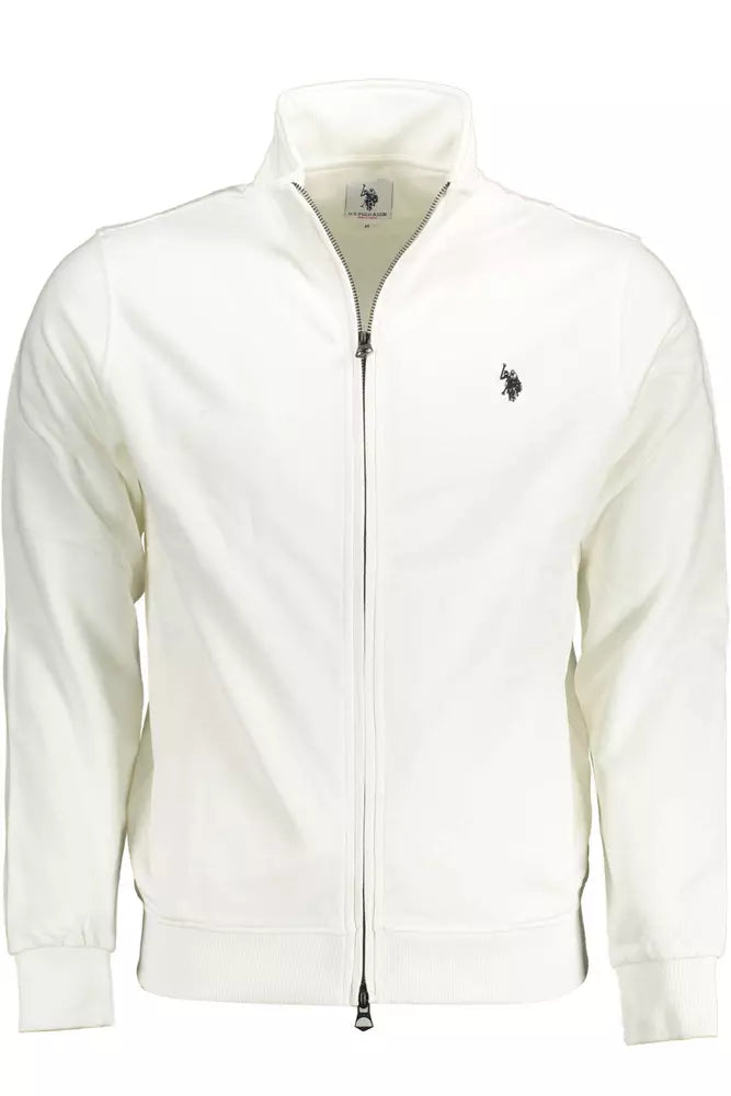 Pull zippé chic en coton blanc avec broderie US POLO ASSN.