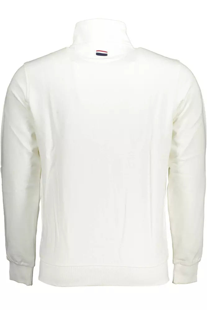 Pull zippé chic en coton blanc avec broderie US POLO ASSN.