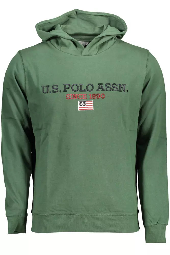 Sweat à capuche en coton vert avec logo contrastant US POLO ASSN.