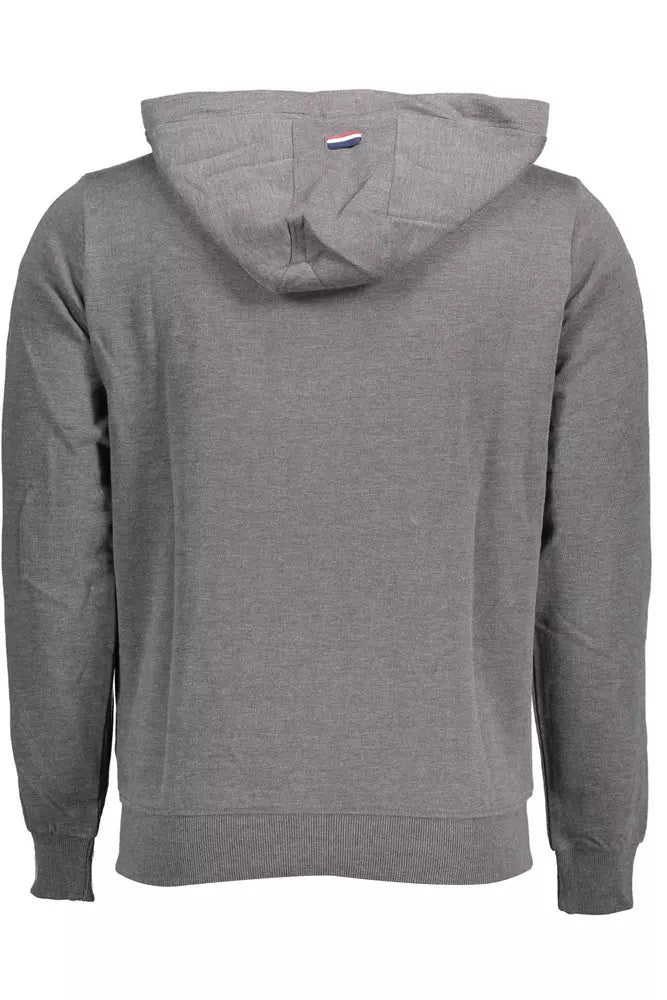 US POLO ASSN. Sudadera con capucha y cremallera bordada en gris elegante