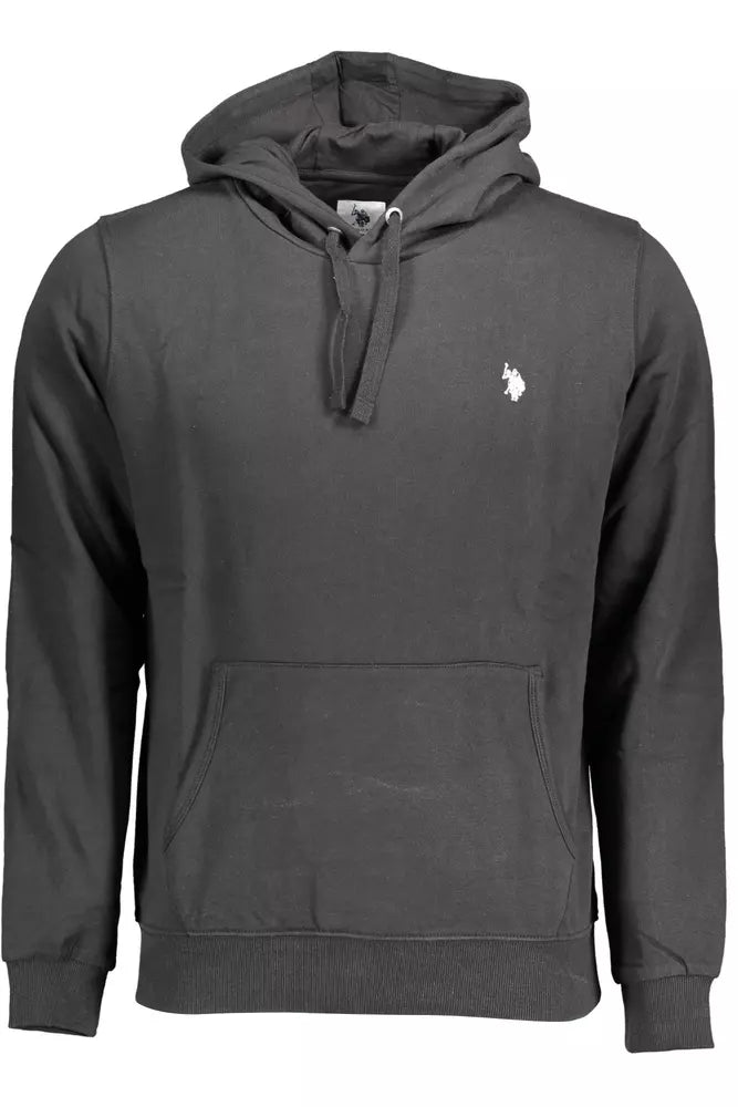 US POLO ASSN. Sudadera elegante de algodón negra con logotipo bordado