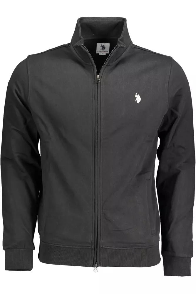 Pull zippé en coton noir élégant de US POLO ASSN.