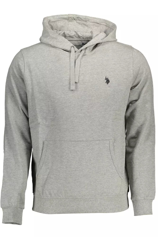 US POLO ASSN. Sudadera elegante con capucha gris y logotipo bordado