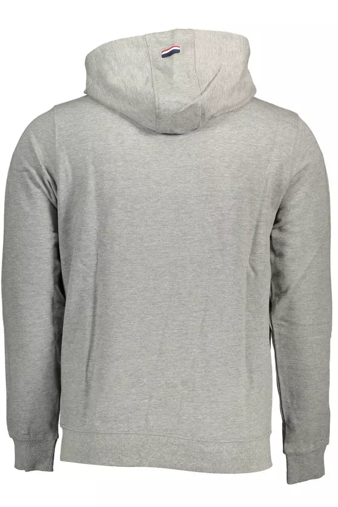 US POLO ASSN. Sudadera elegante con capucha gris y logotipo bordado