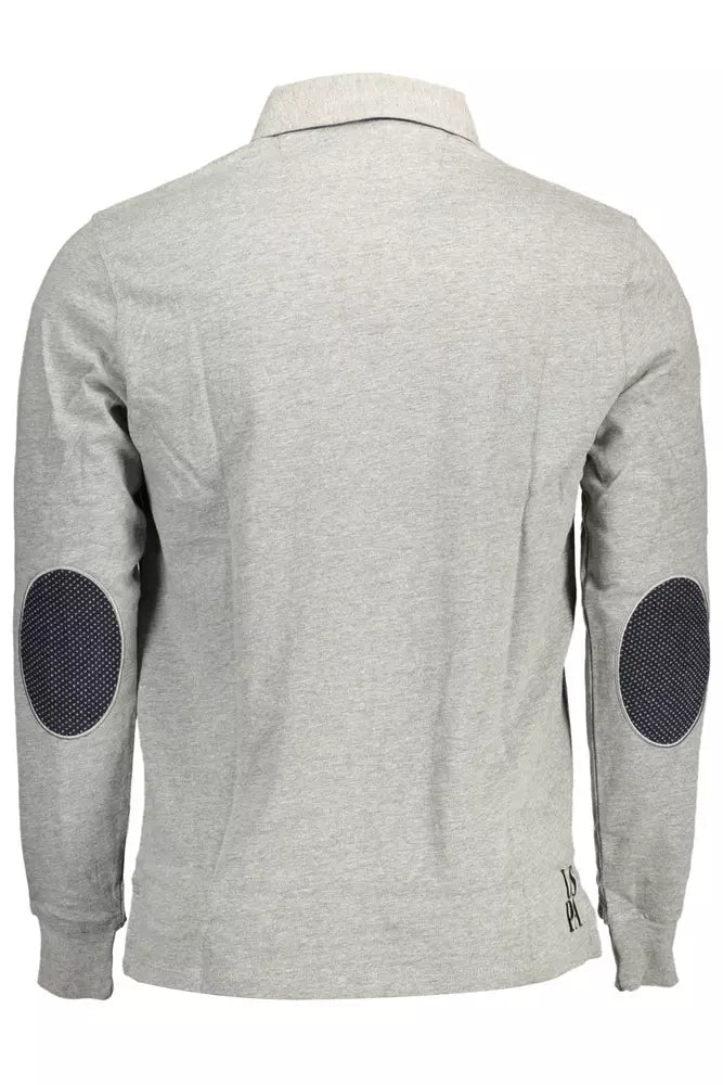 U.S. POLO ASSN. Chic Gray Long-Sleeve Polo with Elbow Patches