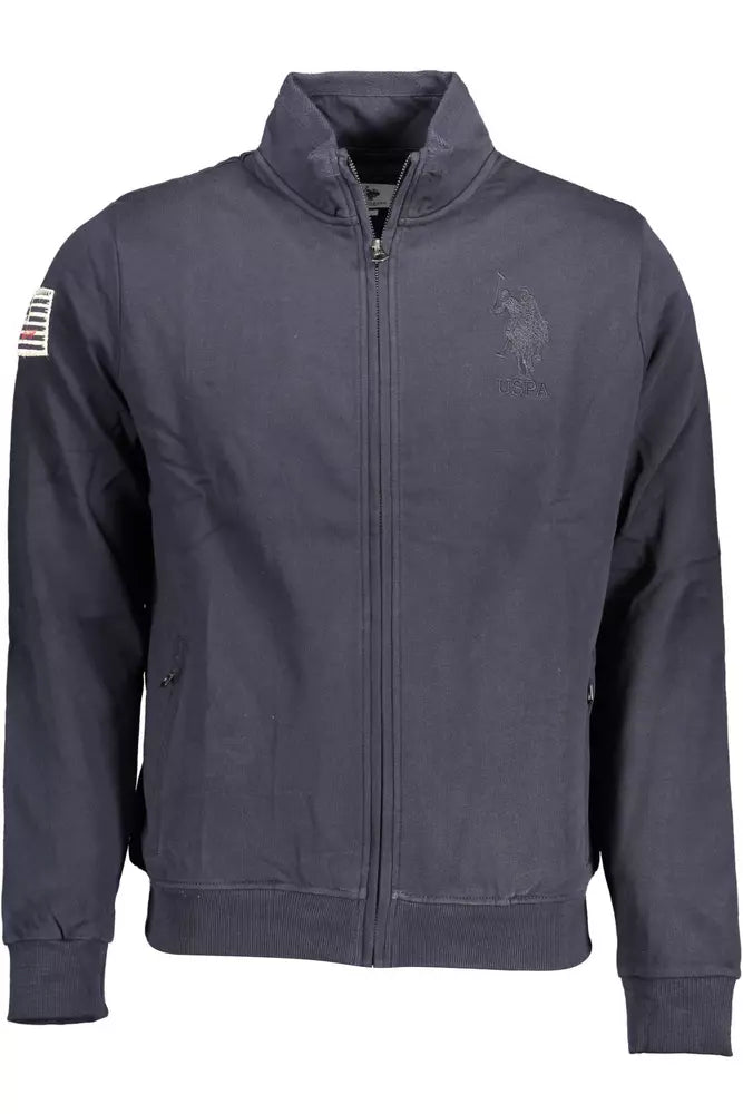 Pull zippé chic en coton bleu avec logo brodé US POLO ASSN.