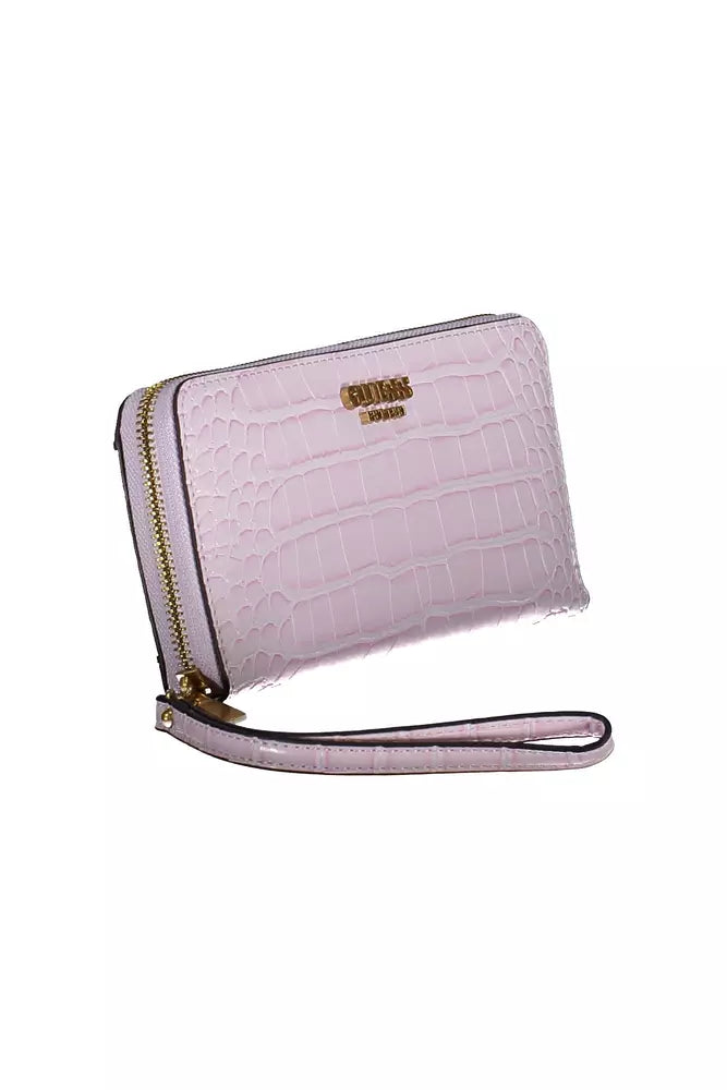 Cartera elegante rosa con amplio espacio de almacenamiento de Guess Jeans