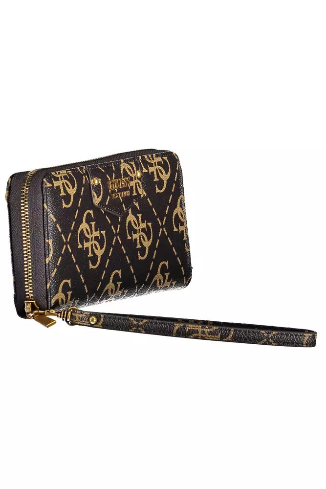 Cartera Guess Jeans Chic marrón con detalles en contraste