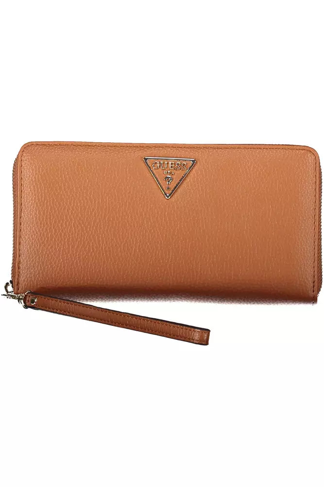 Portefeuille en polyéthylène marron chic avec porte-monnaie Guess Jeans