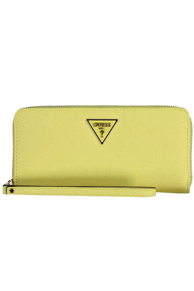 Portefeuille compact en polyéthylène jaune Guess Jeans Chic