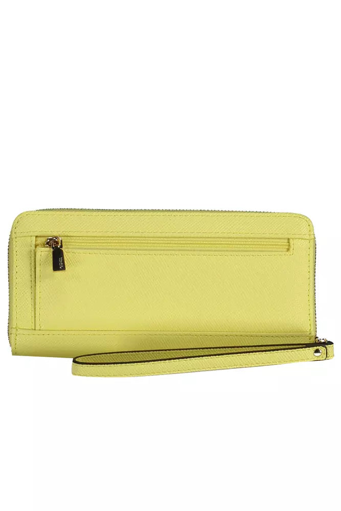 Portefeuille compact en polyéthylène jaune Guess Jeans Chic