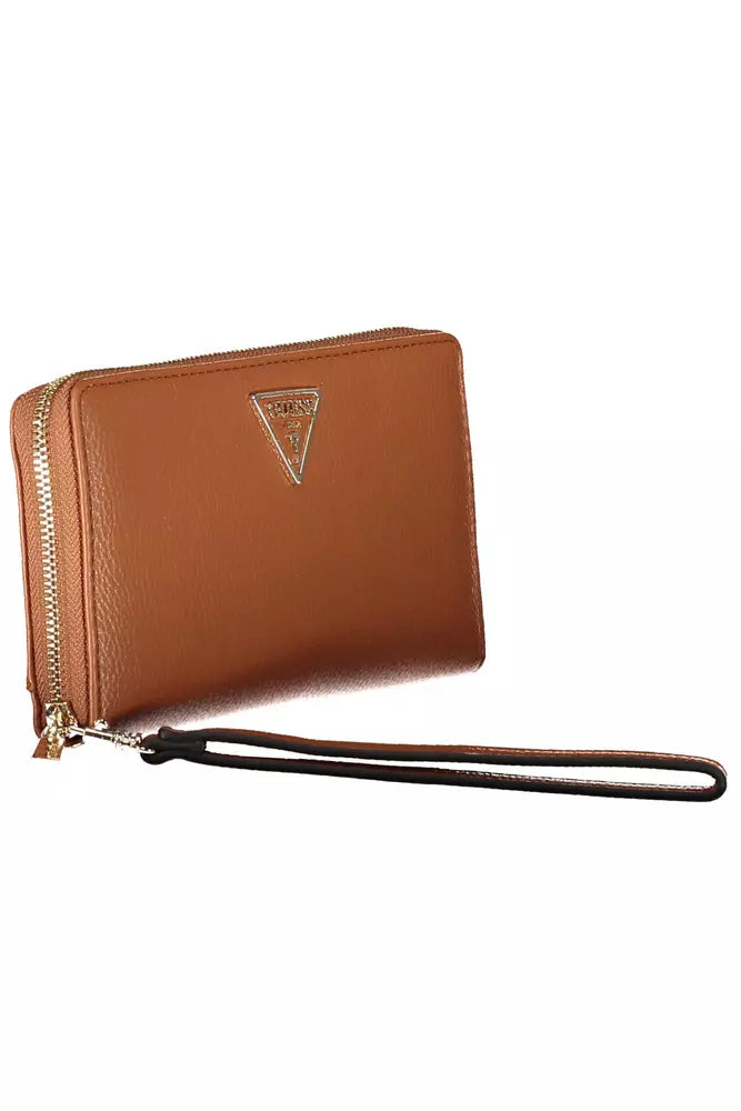 Portefeuille en polyéthylène marron chic avec porte-monnaie Guess Jeans